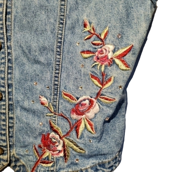 Vintage Bill Blass sz M Embroidered jean vest - Picture 7 of 7